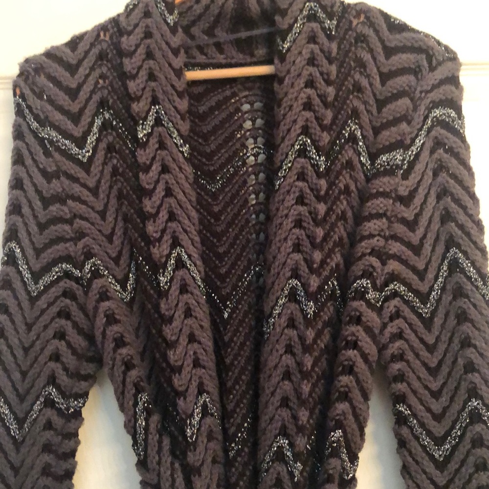 Inc Black Gray Silver Patterned Sweater Large - image 4